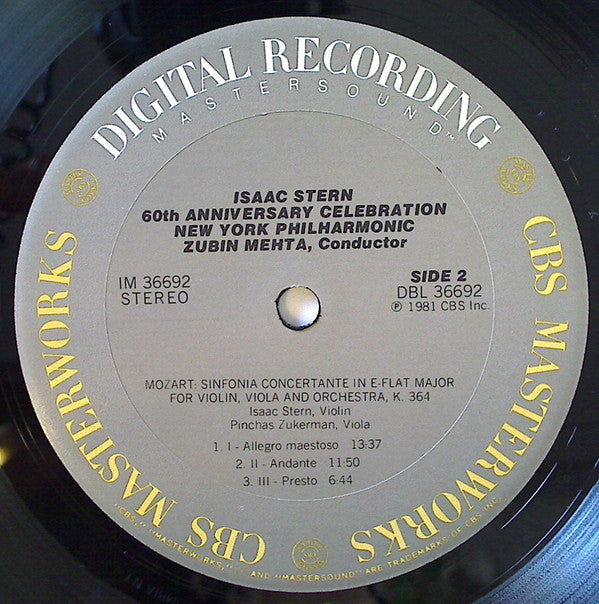 Isaac Stern, Pinchas Zukerman, Itzhak Perlman, Zubin Mehta, New York Philharmonic : From Lincoln Center Isaac Stern 60th Anniversary Celebration  (LP)