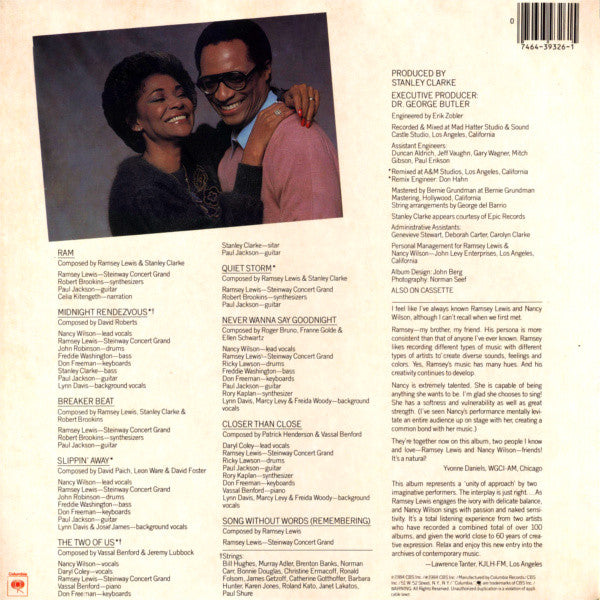 Ramsey Lewis & Nancy Wilson : The Two Of Us (LP, Album)