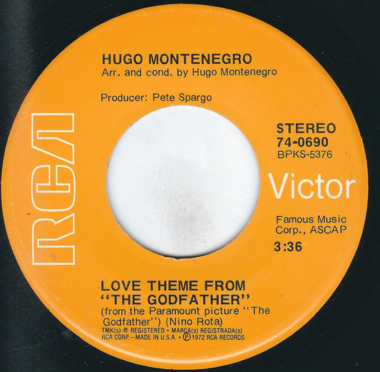 Hugo Montenegro : Love Theme From "The Godfather" / Movin' On (7", Hol)