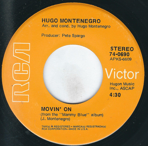 Hugo Montenegro : Love Theme From "The Godfather" / Movin' On (7", Hol)