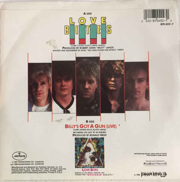 Def Leppard : Love Bites (7", Single)