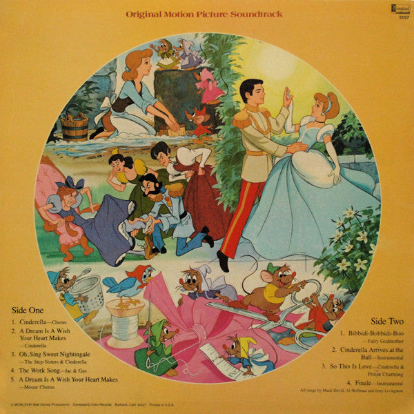 Various : Walt Disney's Cinderella (Original Motion Picture Soundtrack) (LP, Pic)