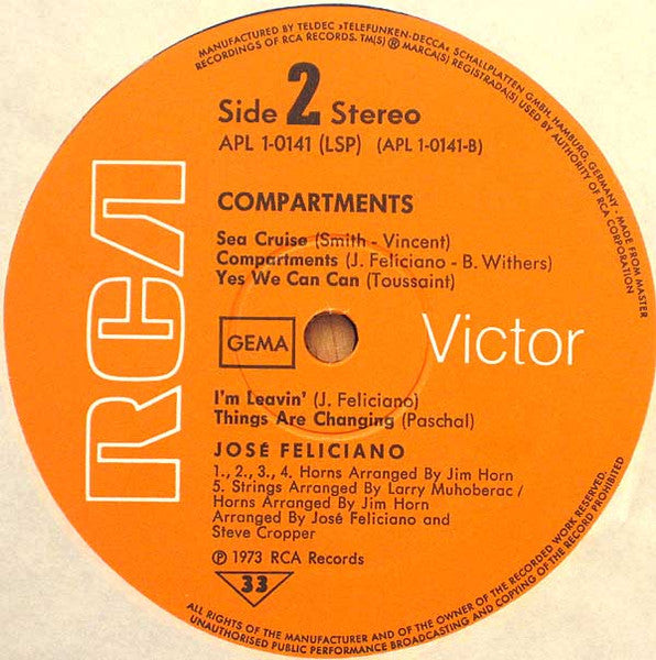 José Feliciano : Compartments (LP, Album)