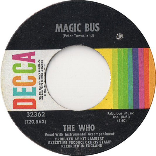 The Who : Magic Bus (7", Single, RE, RP, Glo)