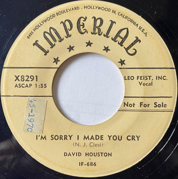 David Houston : Blue Prelude / I'm Sorry I Made You Cry (7", Single, Promo, Smo)
