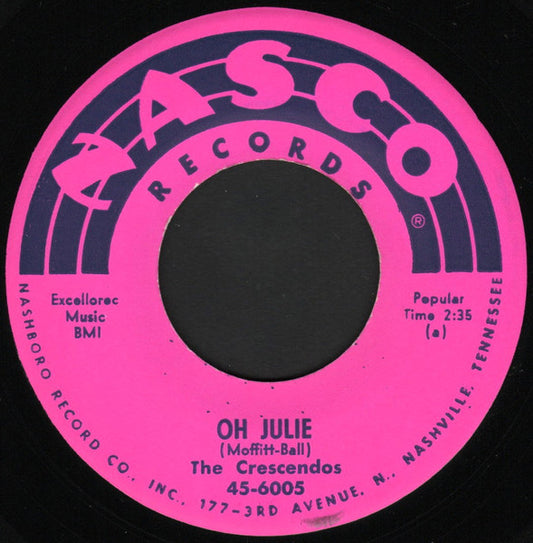 The Crescendos : Oh Julie / My Little Girl (7", Single)