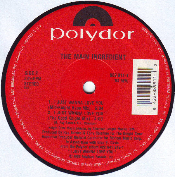 The Main Ingredient : I Just Wanna Love You (12")