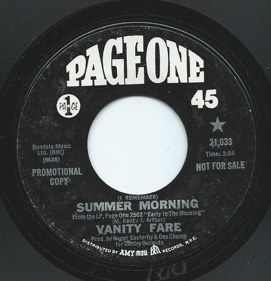Vanity Fare : (I Remember) Summer Morning (7", Promo, Bla)
