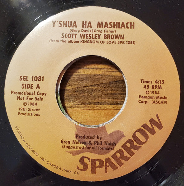 Scott Wesley Brown : Y'shua Ha Mashiach (7", Promo)
