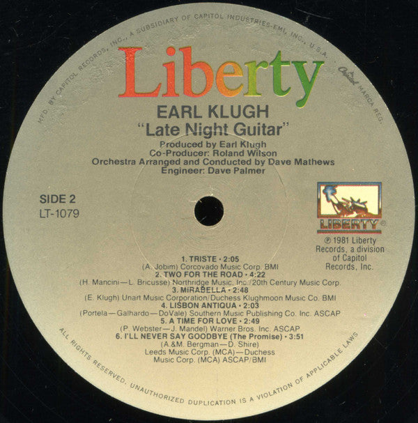 Earl Klugh : Late Night Guitar (LP, Album)