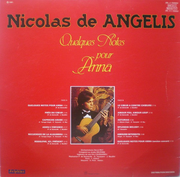 Nicolas De Angelis : Quelques Notes Pour Anna (LP, Album)