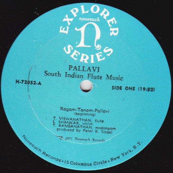 T. Viswanathan*, L. Shankar*, T. Ranganathan* : Pallavi: South Indian Flute Music (LP, Album)