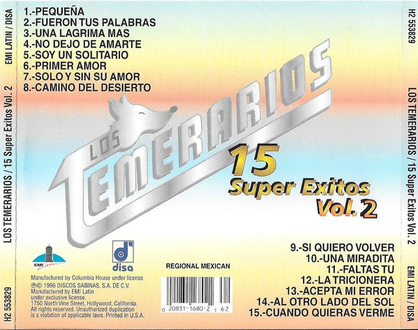 Los Temerarios (2) : 16 Super Exitos Vol.2 (CD, Comp, Club)