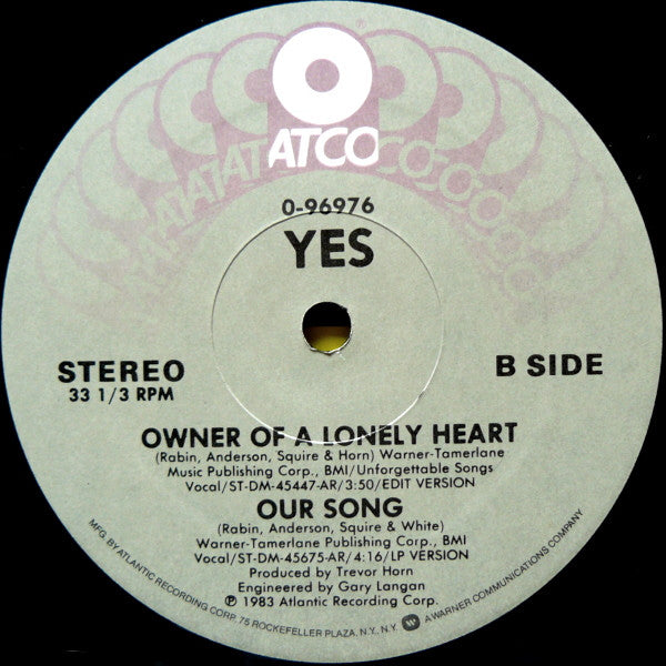 Yes : Owner Of A Lonely Heart (12", ARC)