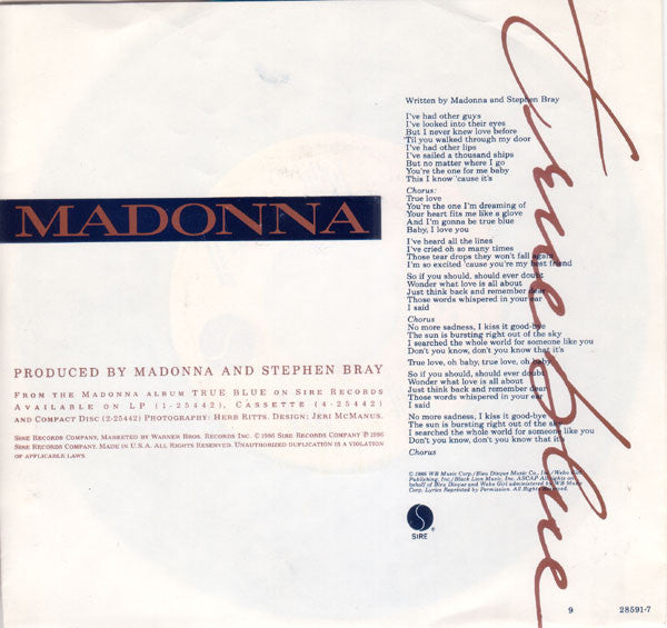 Madonna : True Blue (7", Ltd, Promo, Blu)