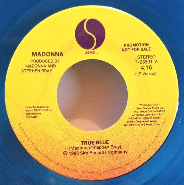 Madonna : True Blue (7", Ltd, Promo, Blu)