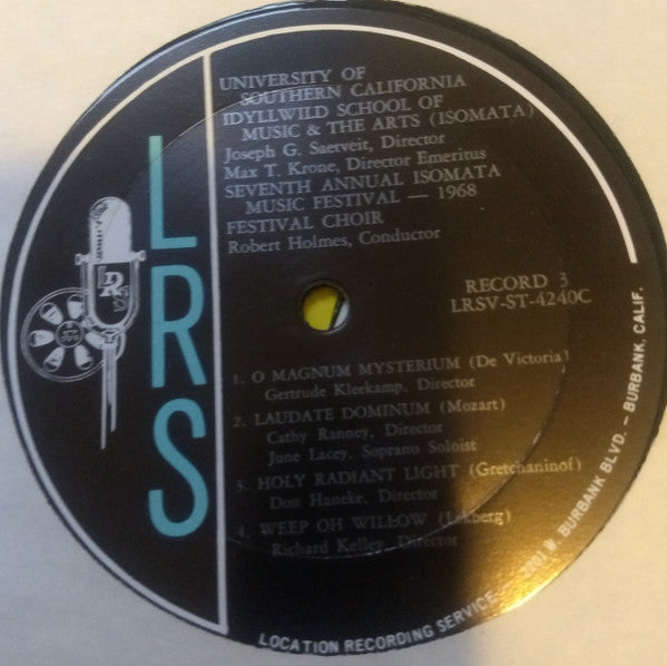 Various : University Of Southern Idyllwild California School Of Music And The Arts Seventh Annual Isomata Music Festival Choir With The Festival Symphony Orchestra (3xLP, Comp)