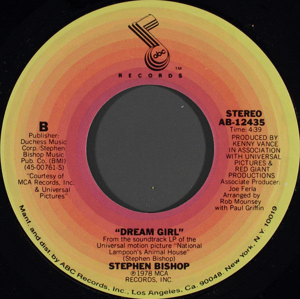 Stephen Bishop : Animal House / Dream Girl (7", Single, Styrene, Pit)