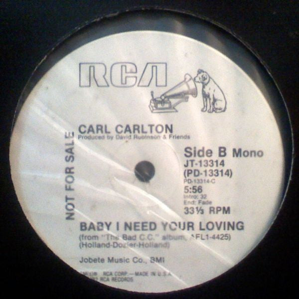 Carl Carlton : Baby, I Need Your Loving (12", Mono)