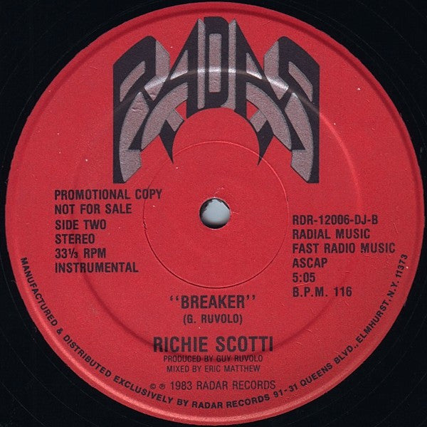 Richie Scotti : The Break / Breaker (12", Single, Promo)