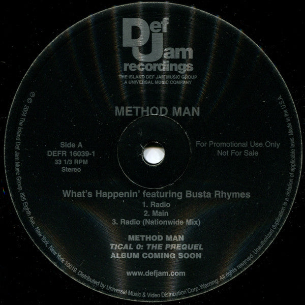 Method Man : What's Happenin' (12", Promo)