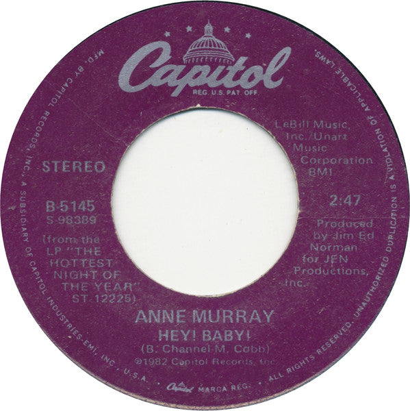 Anne Murray : Hey! Baby! (7", Single, Win)