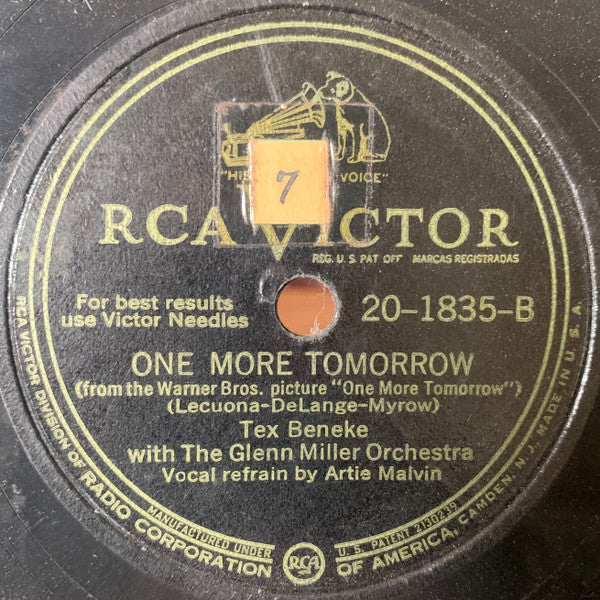 Tex Beneke With The Glenn Miller Orchestra : It Couldn't Be True! (Or Could It?) / One More Tomorrow (Shellac, 10", RP, Cam)