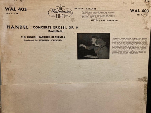 Georg Friedrich Händel - The English Baroque Orchestra, Hermann Scherchen : Concerti Grossi For String Orchestra Op6 (Complete) (4xLP, Album, Mono)