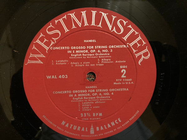 Georg Friedrich Händel - The English Baroque Orchestra, Hermann Scherchen : Concerti Grossi For String Orchestra Op6 (Complete) (4xLP, Album, Mono)