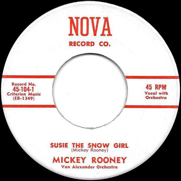 Mickey Rooney, Van Alexander And His Orchestra : Susie The Snow Girl / You Couldn't See The Teardrops From The Rain (7", Single)