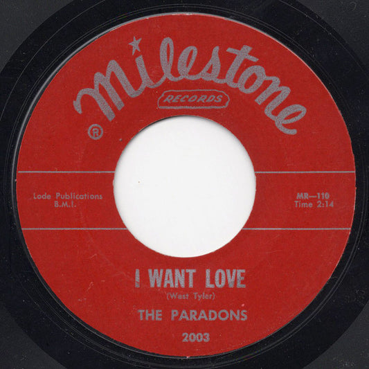 The Paradons : Diamonds And Pearls / I Want Love (7", Single, Styrene)