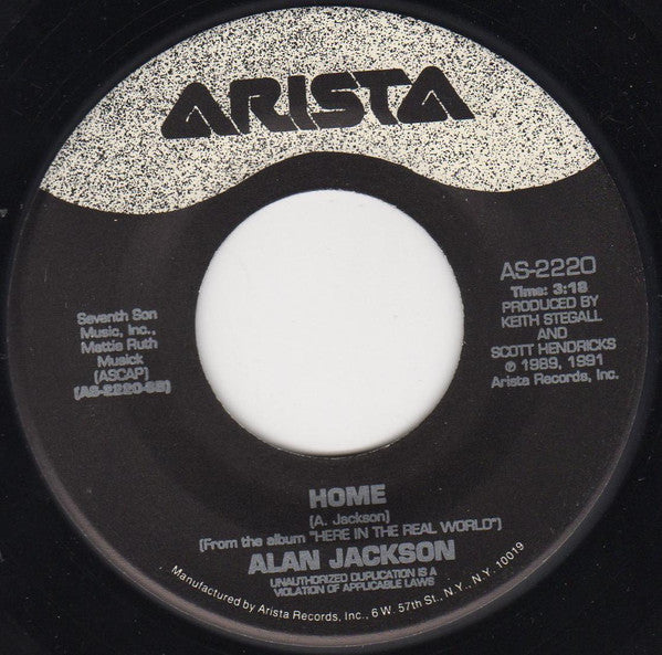 Alan Jackson (2) : Don't Rock The Jukebox / Home (7", Single)