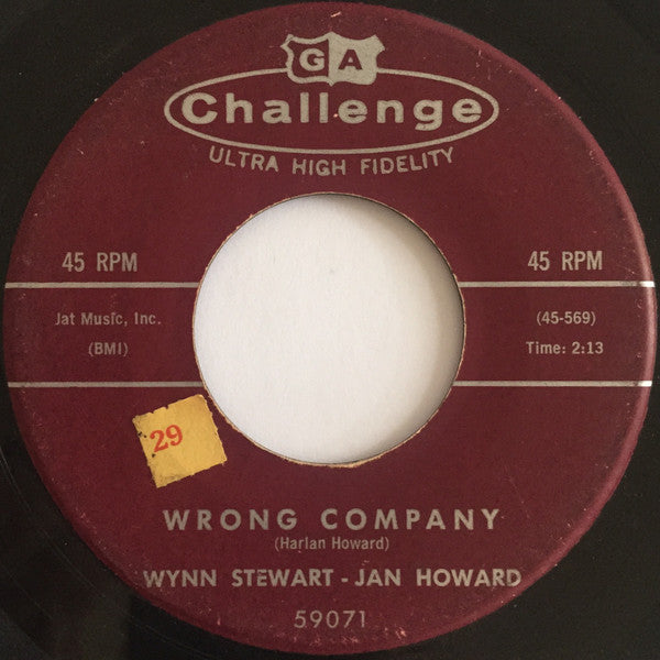 Wynn Stewart And Jan Howard : We'll Never Love Again / Wrong Company (7")