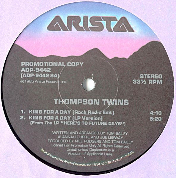 Thompson Twins : Rollover / King For A Day (12", Promo)