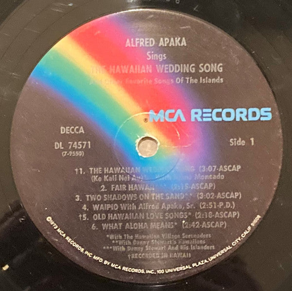 Alfred Apaka : The Hawaiian Wedding Song (LP, Album, RE)