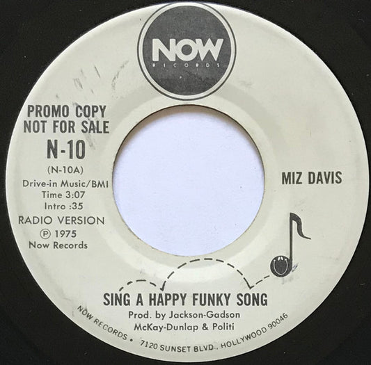 Miz Davis : Sing A Happy Funky Song (7", Promo)