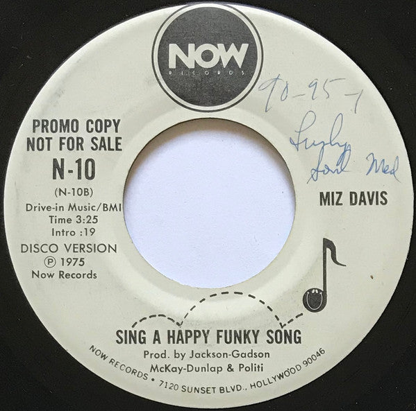 Miz Davis : Sing A Happy Funky Song (7", Promo)