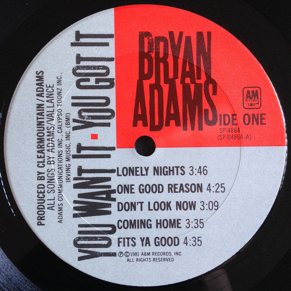 Bryan Adams : You Want It, You Got It (LP, Album, Ter)