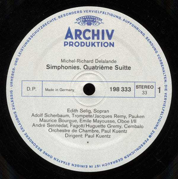 Michel Richard Delalande, Jean-Joseph Mouret, Adolf Scherbaum, Orchestre De Chambre Paul Kuentz, Paul Kuentz : Simphonies • Fanfares • Simphonies (LP, RP, Gat)