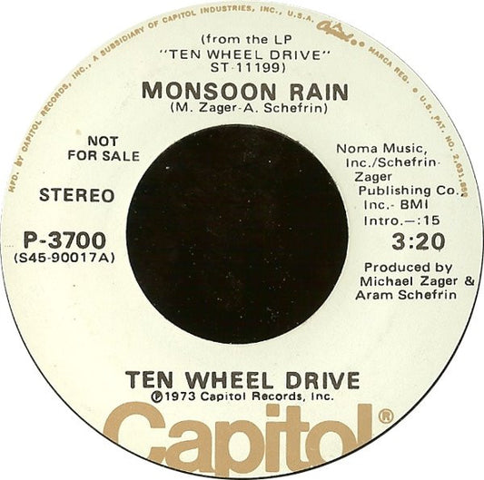 Ten Wheel Drive : Monsoon Rain / Close Up The Cheese (7", Promo)