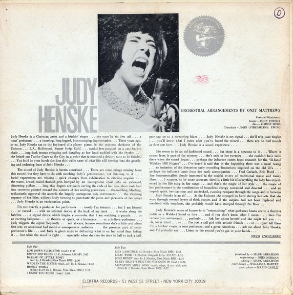 Judy Henske : Judy Henske (LP, Mono)