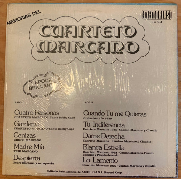 Cuarteto Marcano : Memorias Del Cuarteto Marcano (LP, Comp)