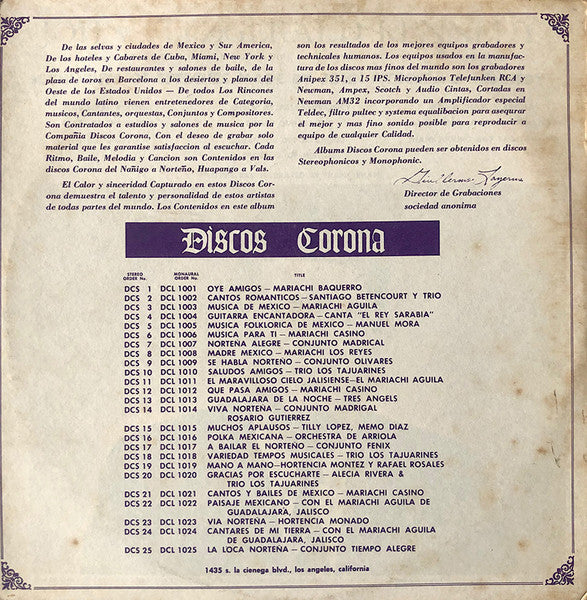 Manuel Mora (4) : Musica Folklorica De Mexico (LP, Album)