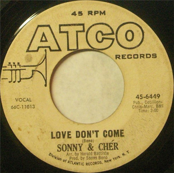 Sonny & Cher : Living For You / Love Don't Come (7", Promo)