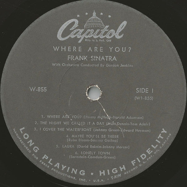 Frank Sinatra With Gordon Jenkins And His Orchestra : Where Are You? (LP, Album, Mono, M/Print, Scr)