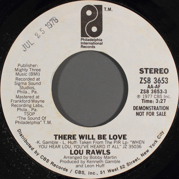 Lou Rawls : There Will Be Love (7", Promo)