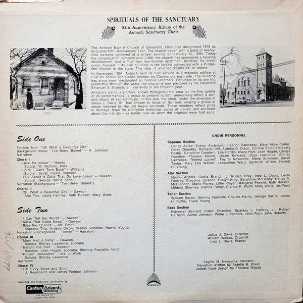 The Sanctuary Choir Of The Antioch Baptist Church : Spirituals Of The Sanctuary (LP)