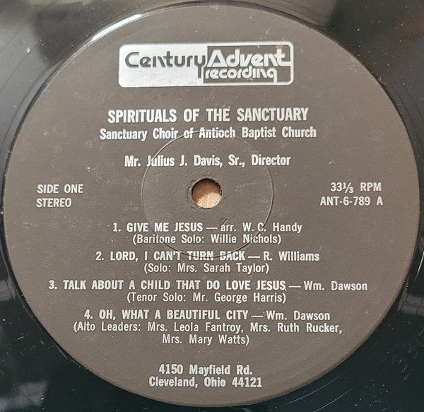 The Sanctuary Choir Of The Antioch Baptist Church : Spirituals Of The Sanctuary (LP)