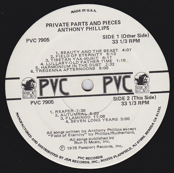 Anthony Phillips : Private Parts And Pieces (LP, Album)