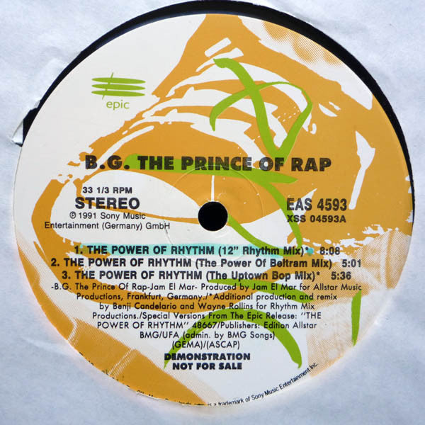 B.G. The Prince Of Rap : The Power Of Rhythm (12", Promo)